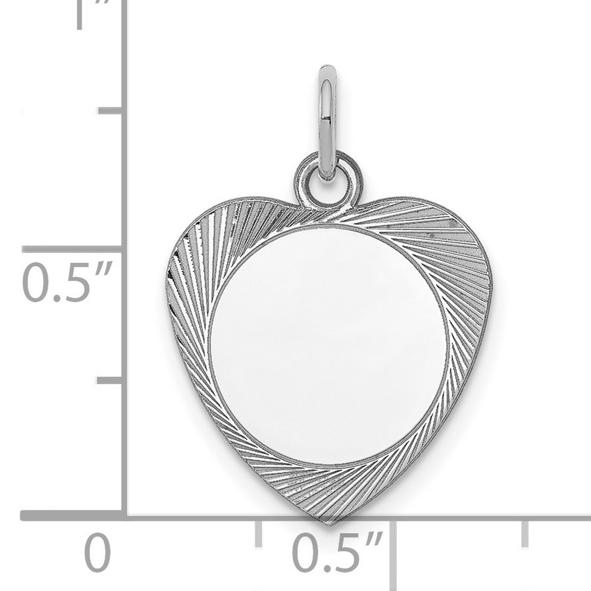 Engravable Heart Polished Front/Satin Back Disc Charm Pendant in Real 925 Sterling Silver