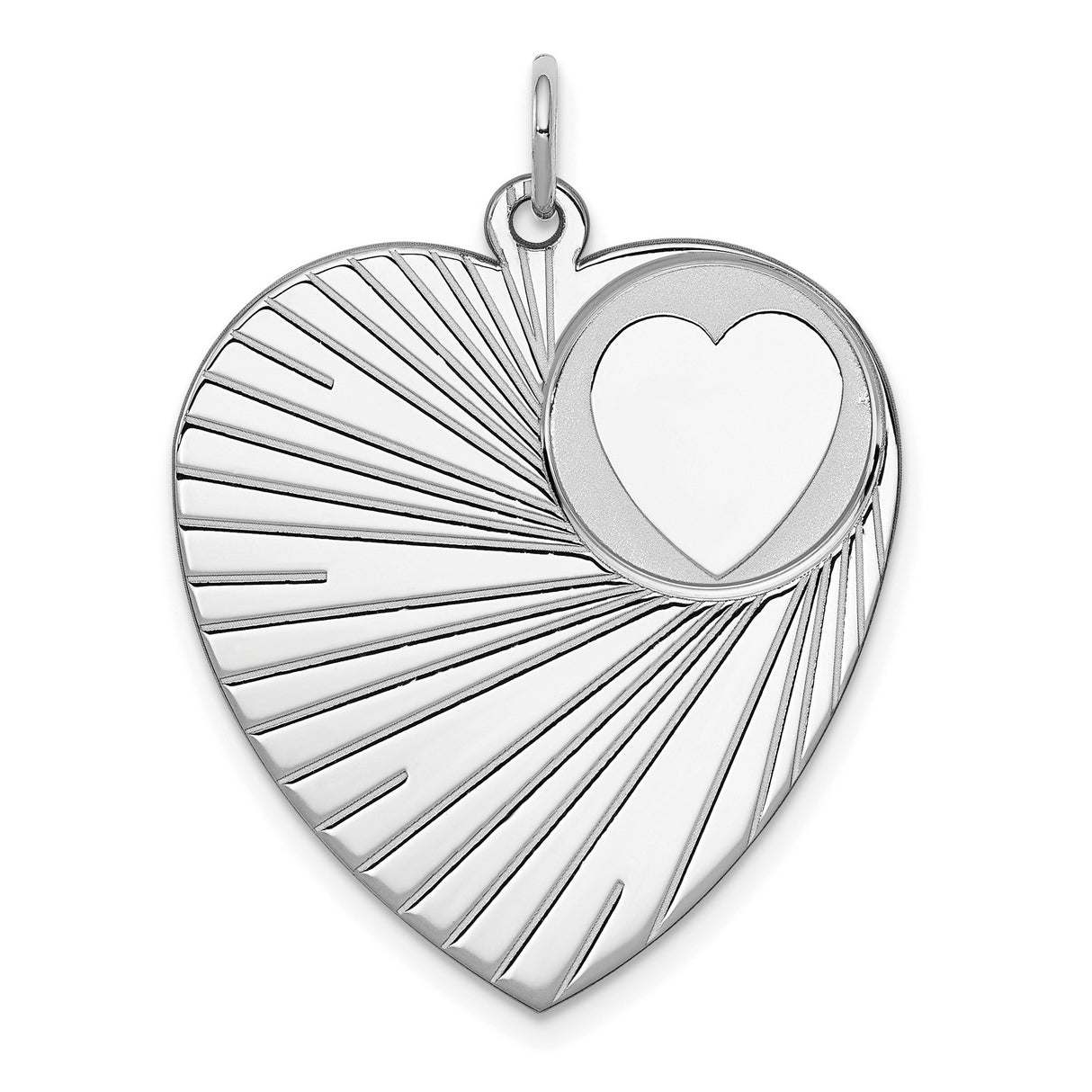 Engravable Heart Disc Charm Pendant in Real 925 Sterling Silver