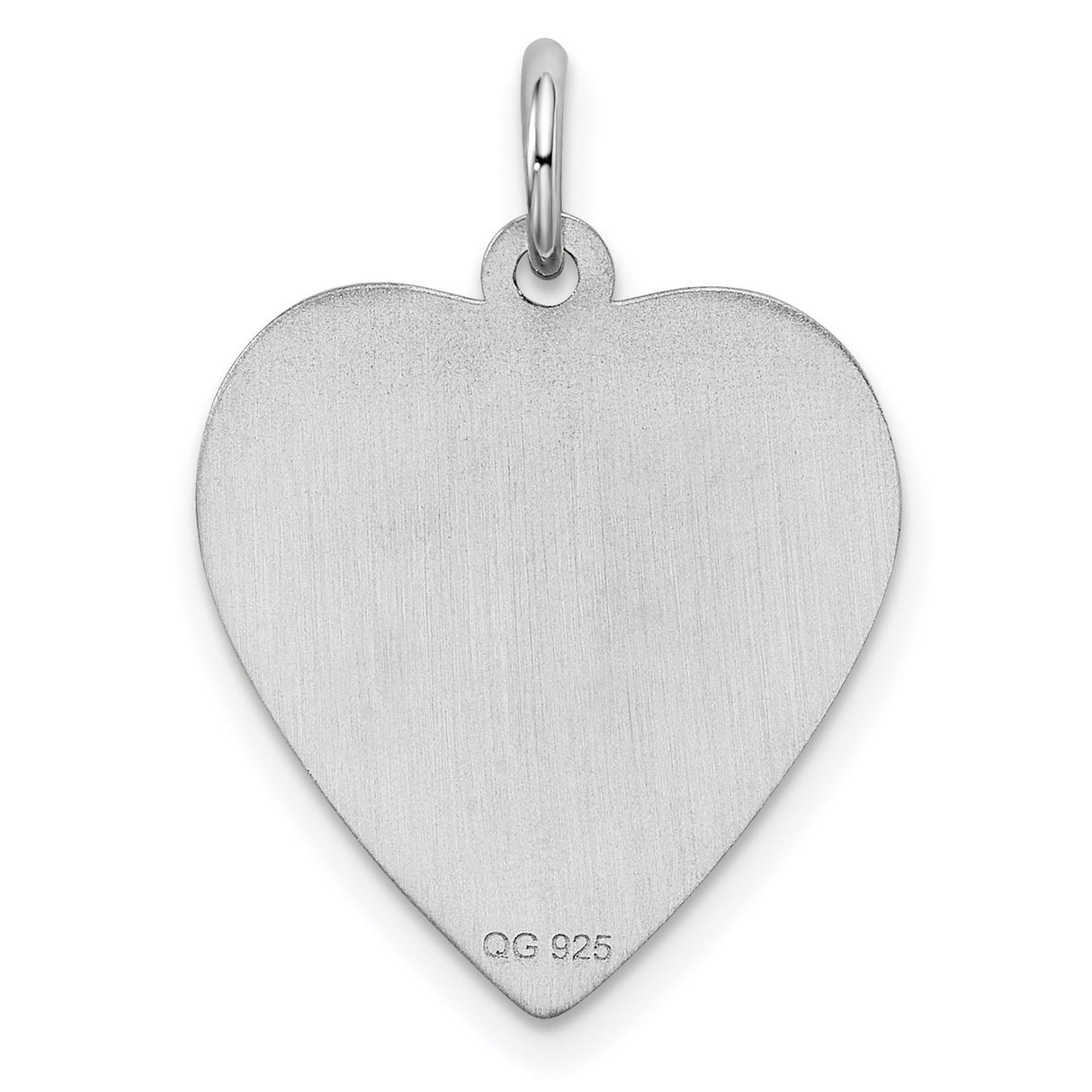 Engravable Heart Patterned Polished Front/Satin Back Disc Charm Pendant in Real 925 Sterling Silver