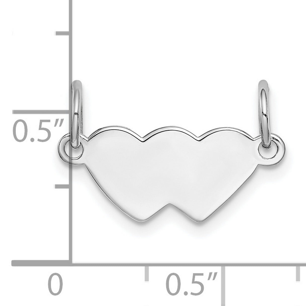 Engravable Double Heart Polished Front/Satin Back Plate Charm Pendant in Real 925 Sterling Silver
