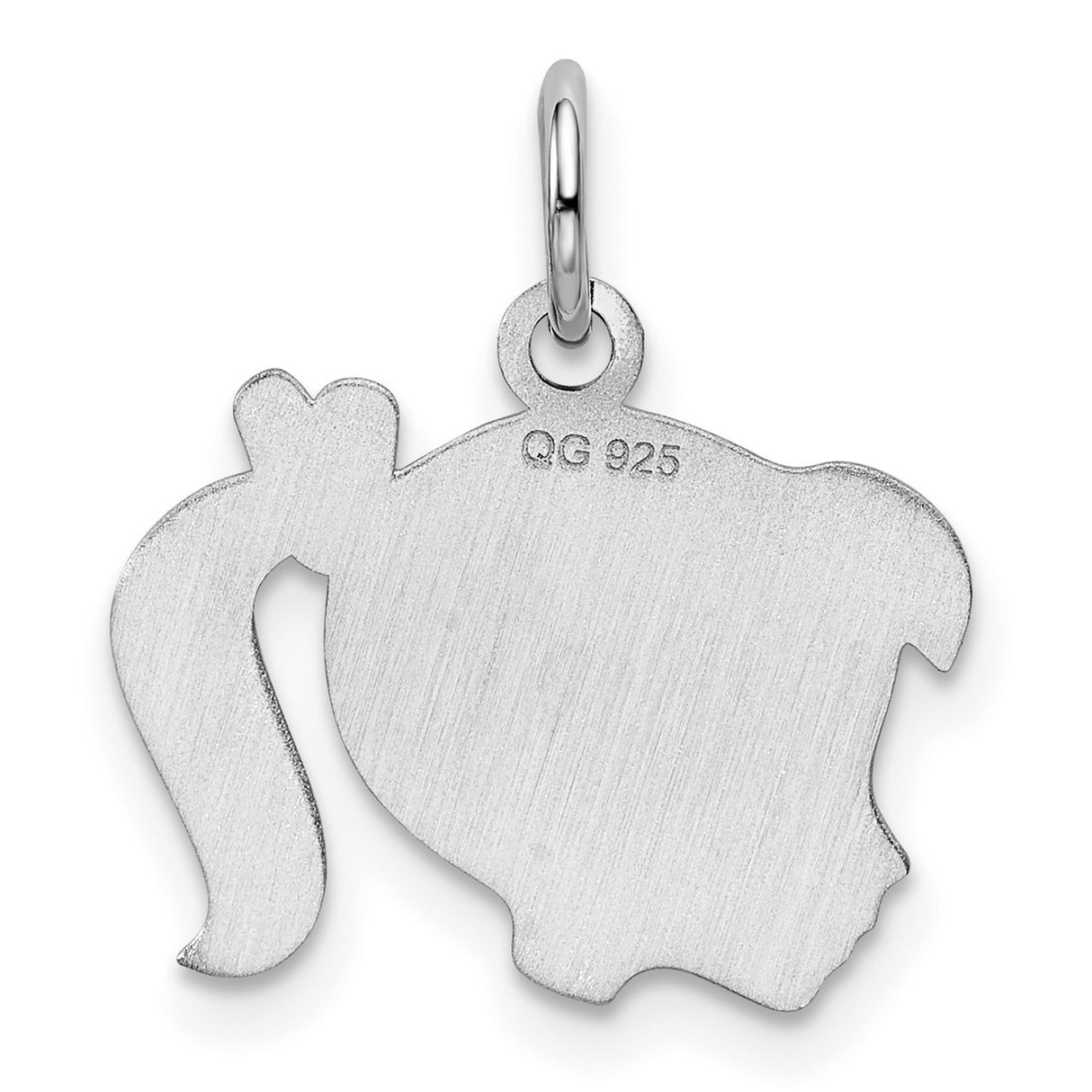 Sterling Silver Girl Profile Pendant with Purple Heart Hairclip, Feminine Enamel Charm