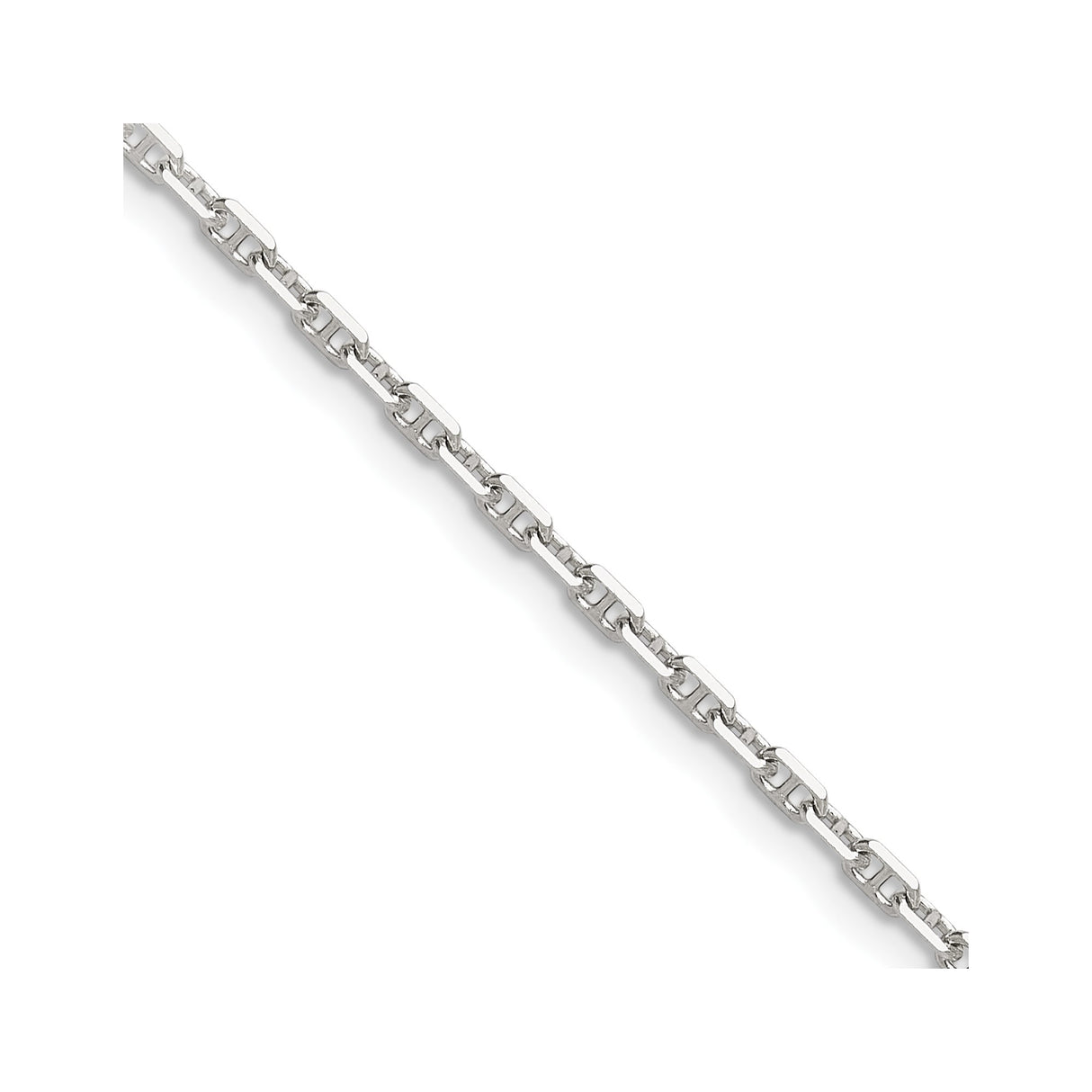 925 White Gold 2 mm Polished Chain Necklace detail view