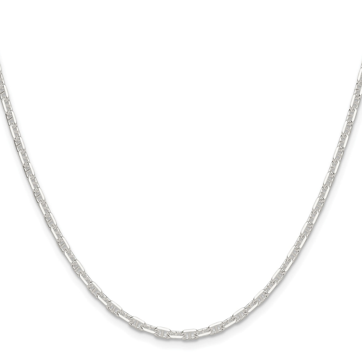 925 White Gold 3 mm Polished Chain Necklace