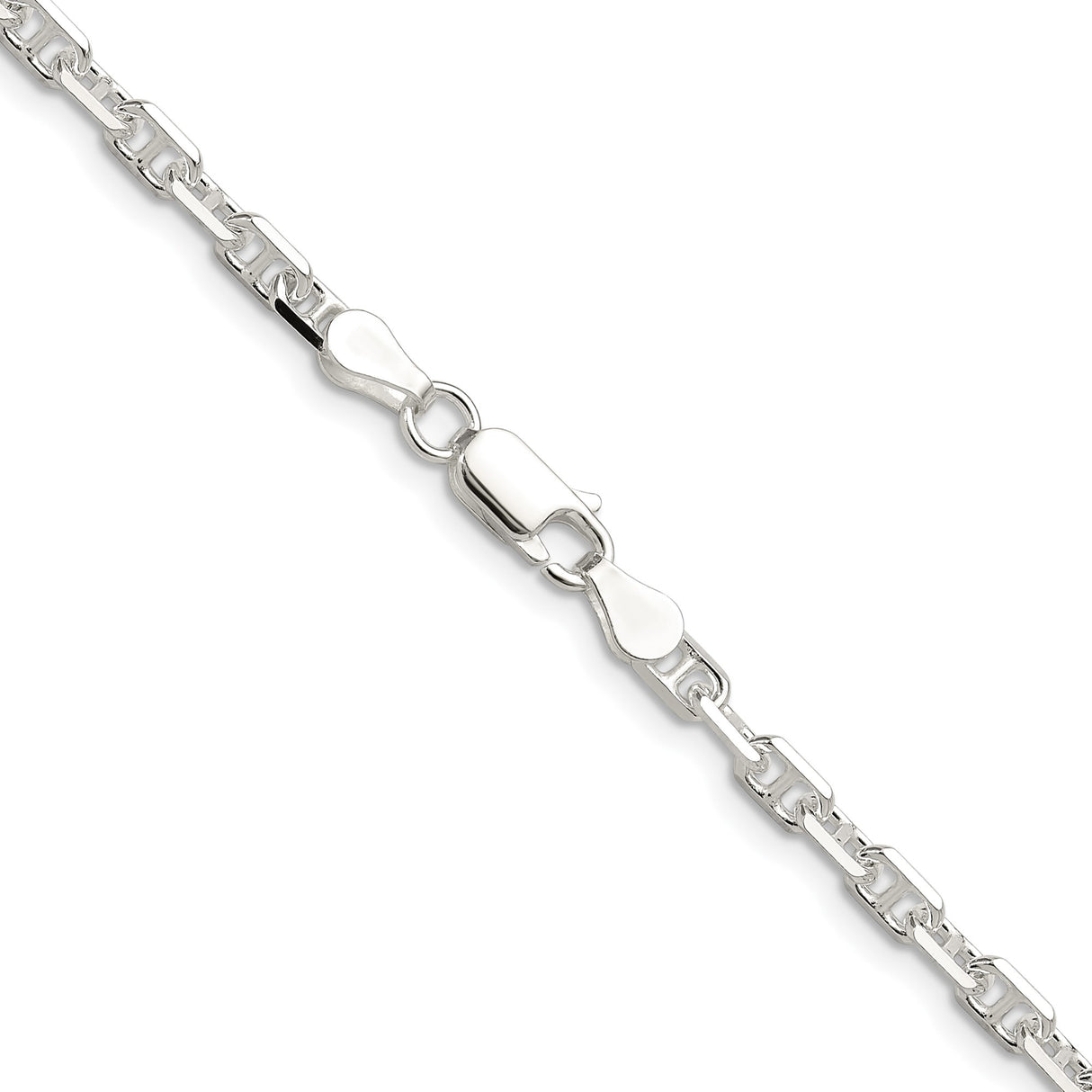 925 White Gold 3.75 mm Polished Chain Necklace alternate angle