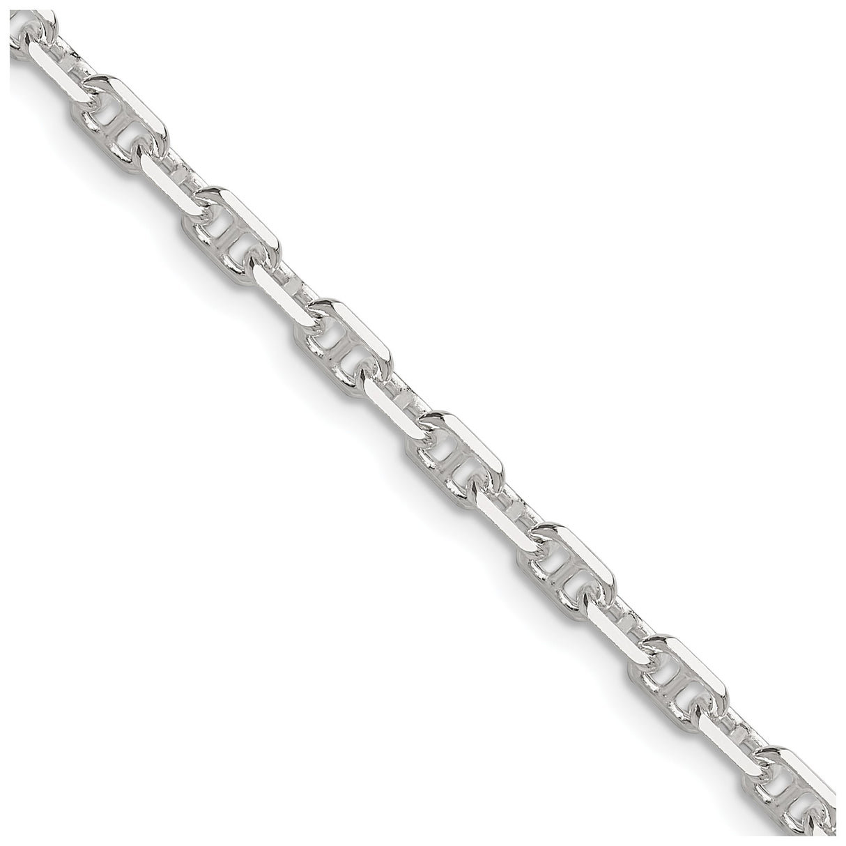 925 White Gold 3.75 mm Polished Chain Necklace detail view