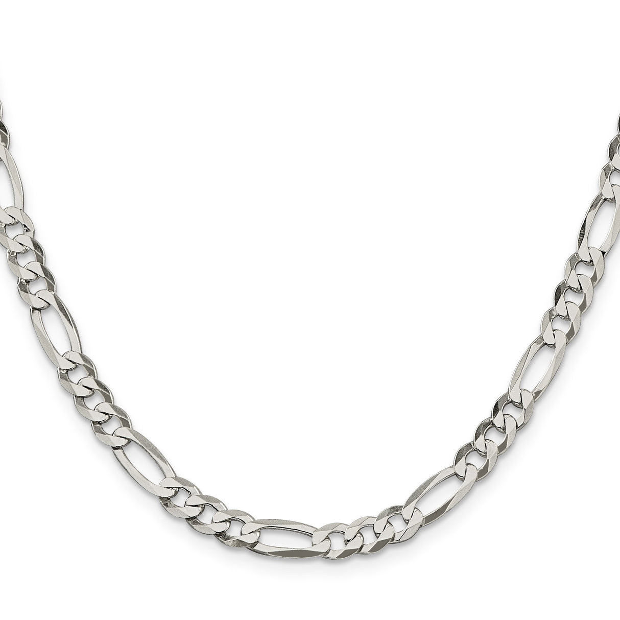 925 White Gold 5.5 mm Figaro Chain Necklace, Polished