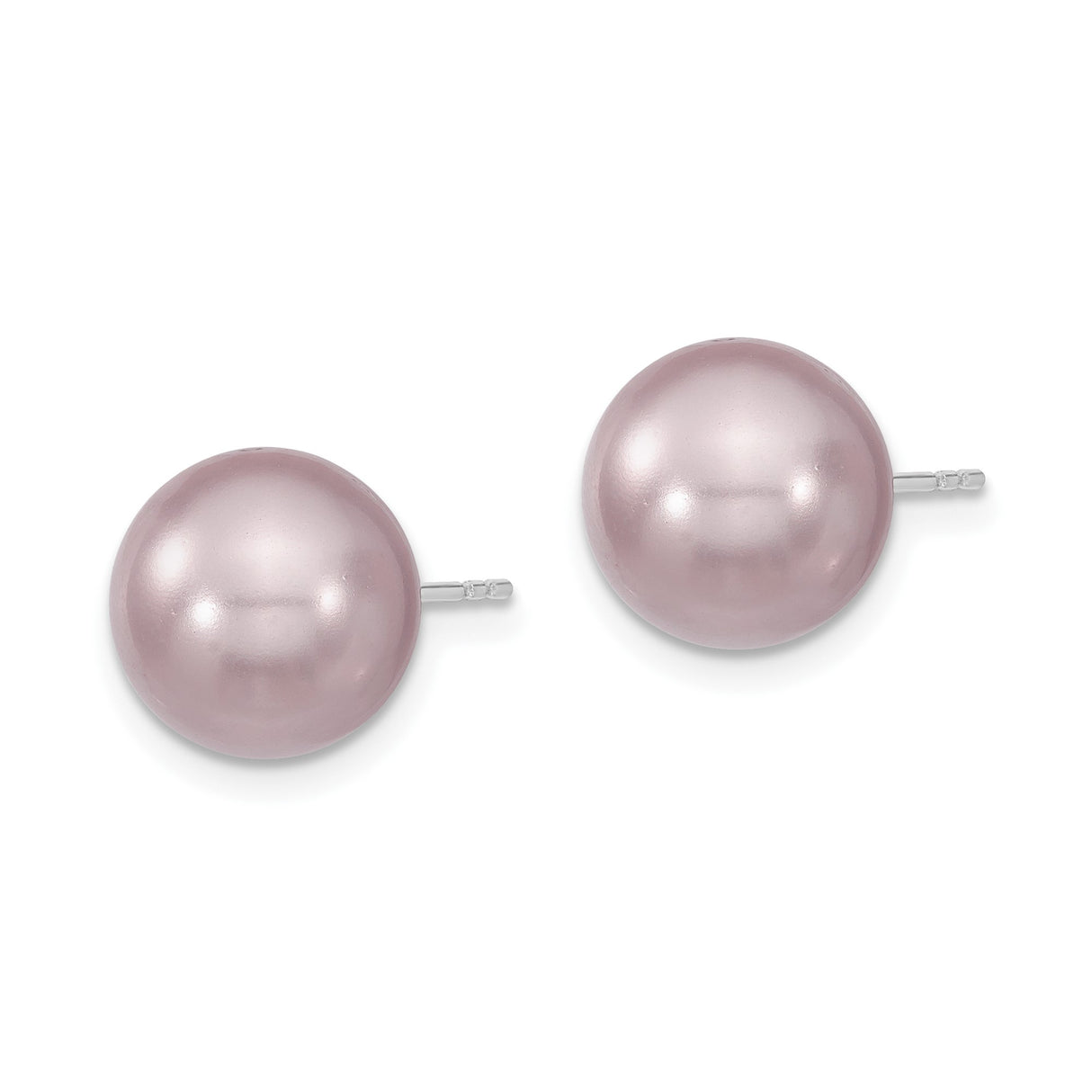 Sterling Silver Stud Earrings with Pink Shell Pearls, Classic and Delicate Design for Women