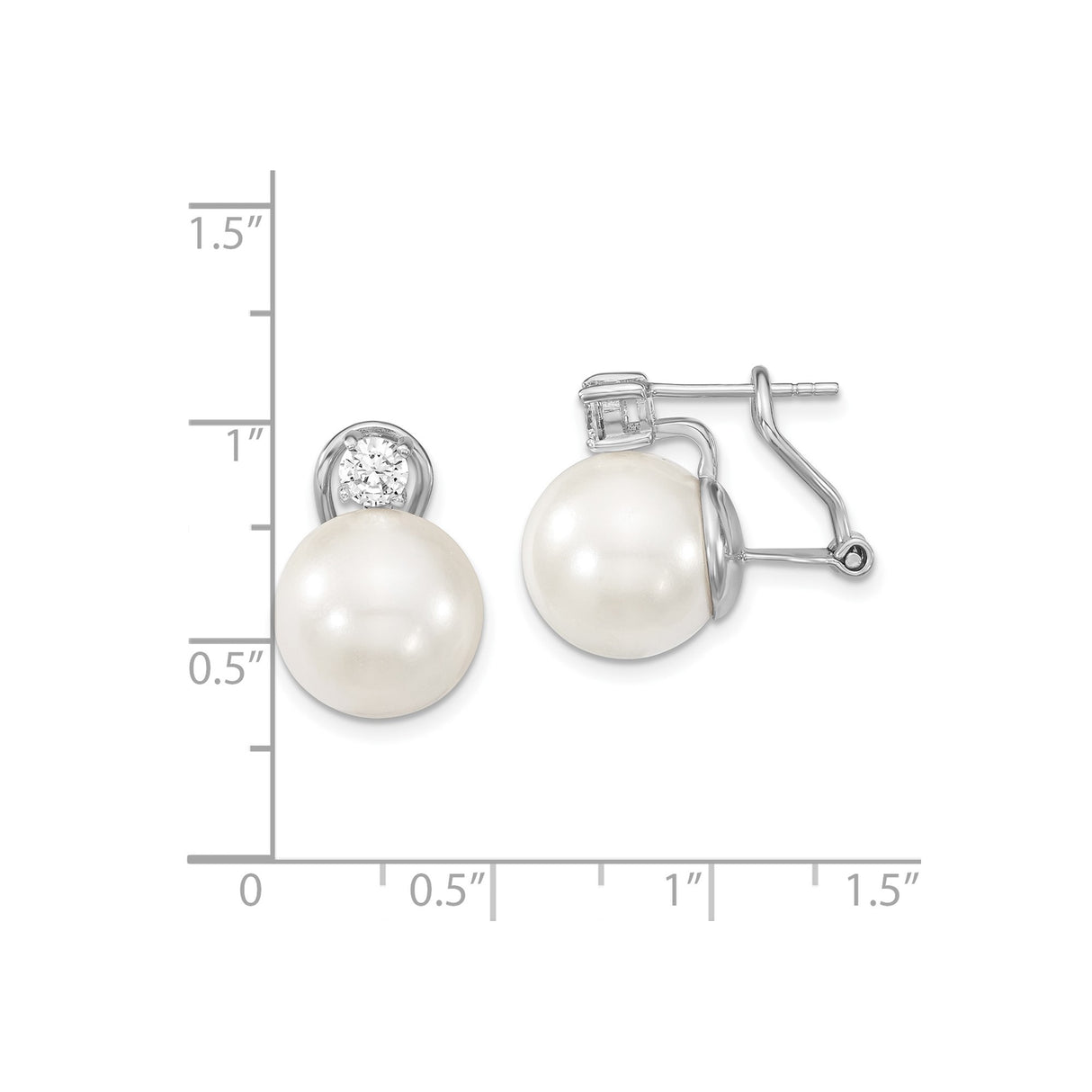 Sterling Silver Pearl Stud Earrings with Cubic Zirconia Accents, Classic Feminine Design