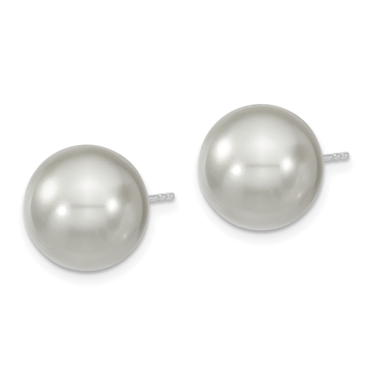 Sterling Silver Stud Earrings with White Shell Pearls, Classic Minimalist Design for Women