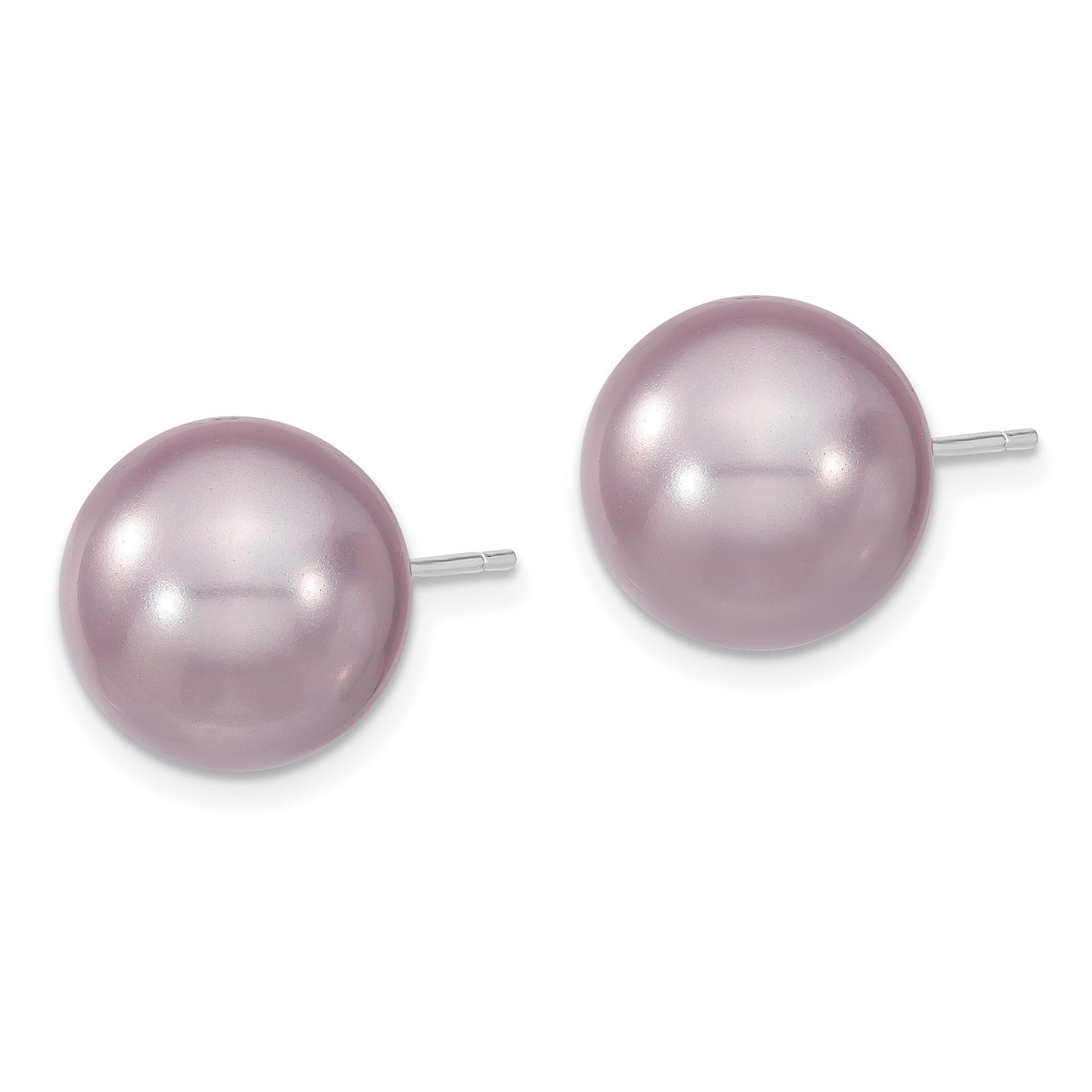 Sterling Silver Stud Earrings with Pink Shell Pearls, Classic Minimalist Design for Women