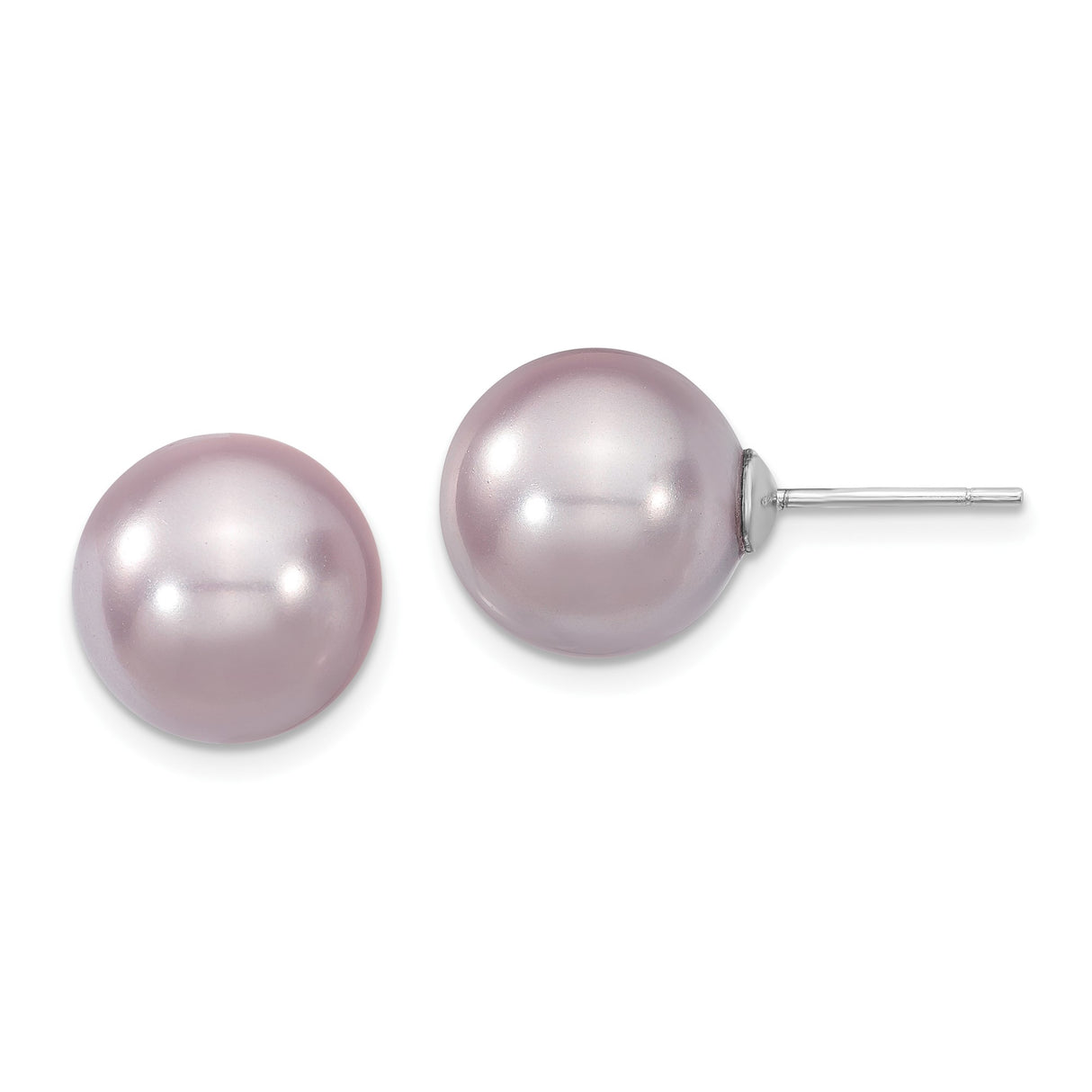 Sterling Silver Stud Earrings with Pink Shell Pearls, Classic Minimalist Design for Women