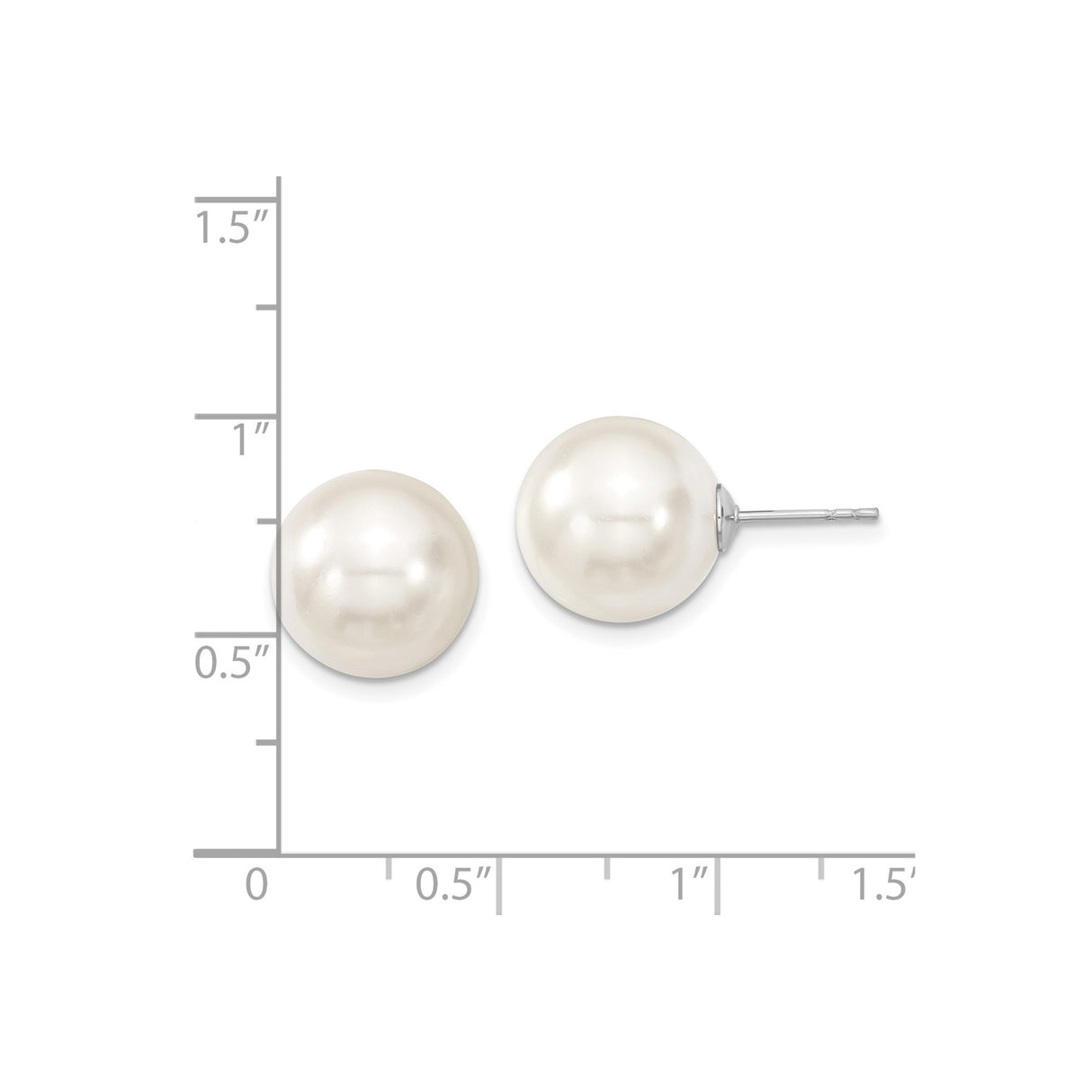 Sterling Silver Round White Shell Pearl Stud Earrings, Classic Minimalist Design for Women