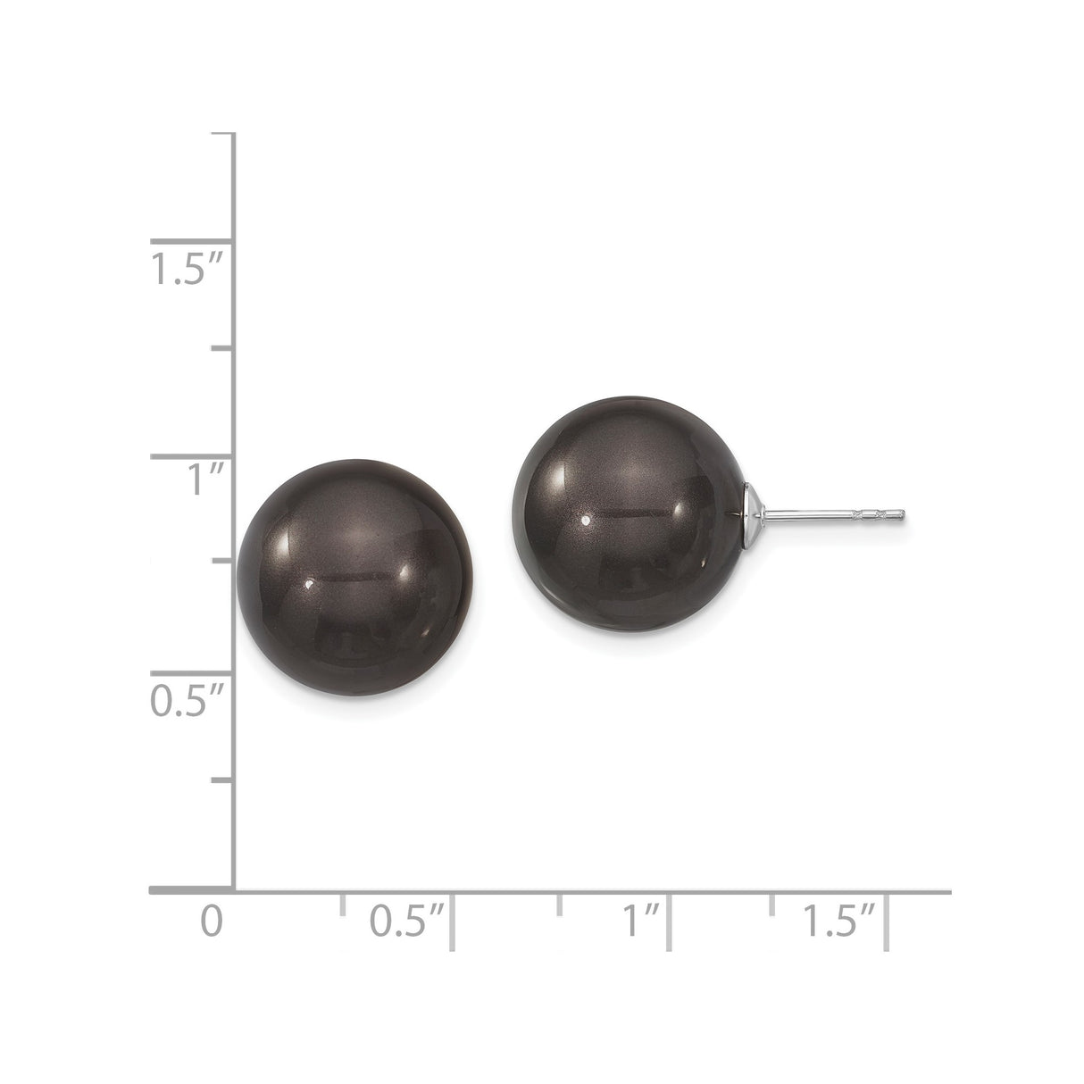 Sterling Silver Stud Earrings with Black Shell Beads, Minimalist Round Design