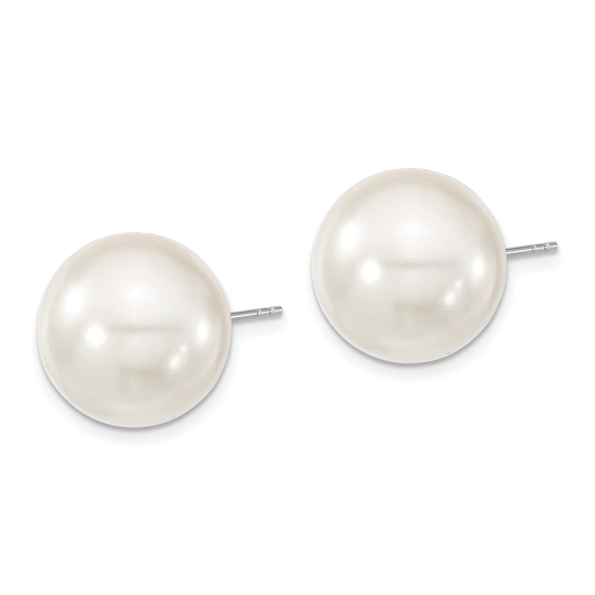 Sterling Silver Stud Earrings with White Shell Pearls, Classic Timeless Style for Women