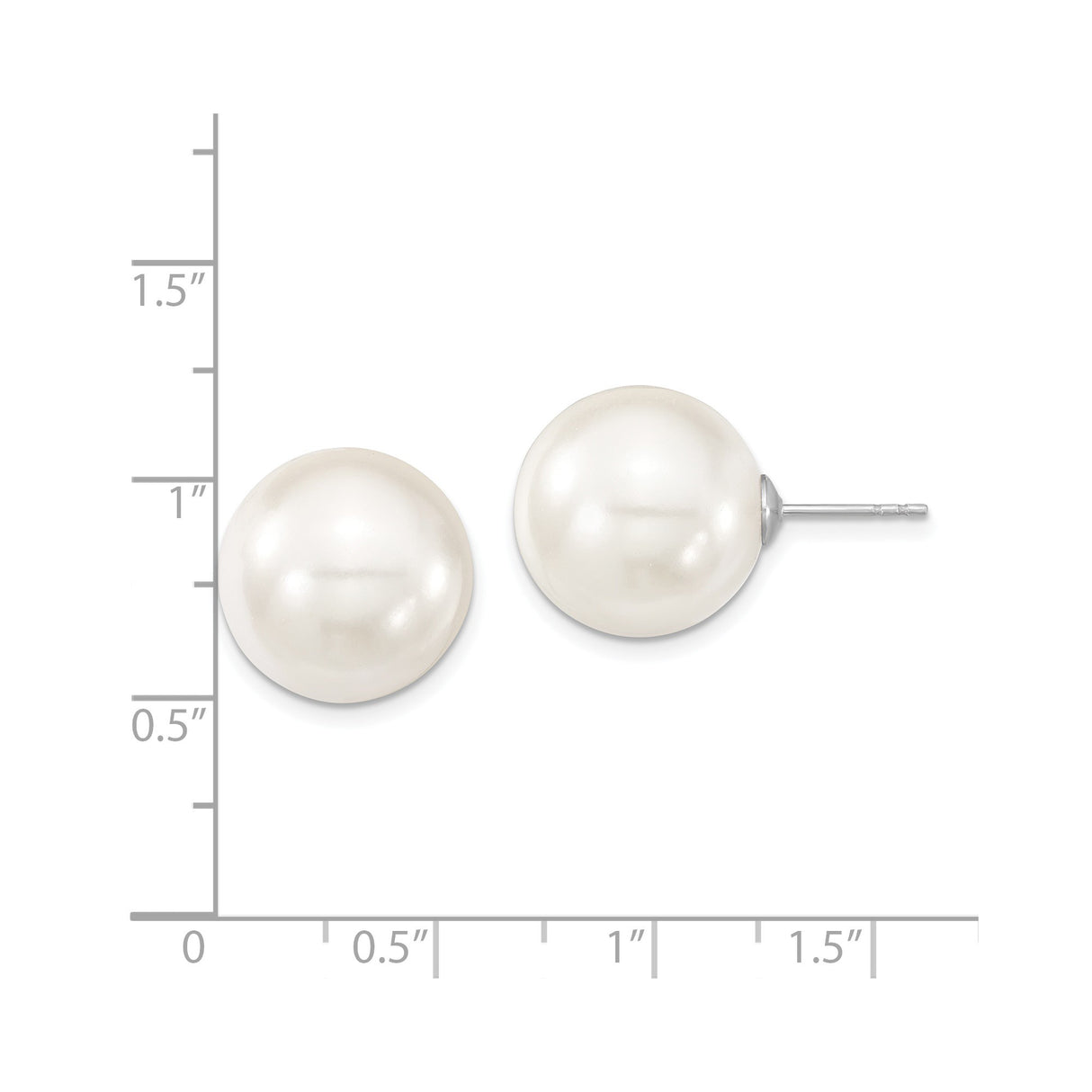 Sterling Silver Stud Earrings with White Shell Pearls, Classic Timeless Style for Women