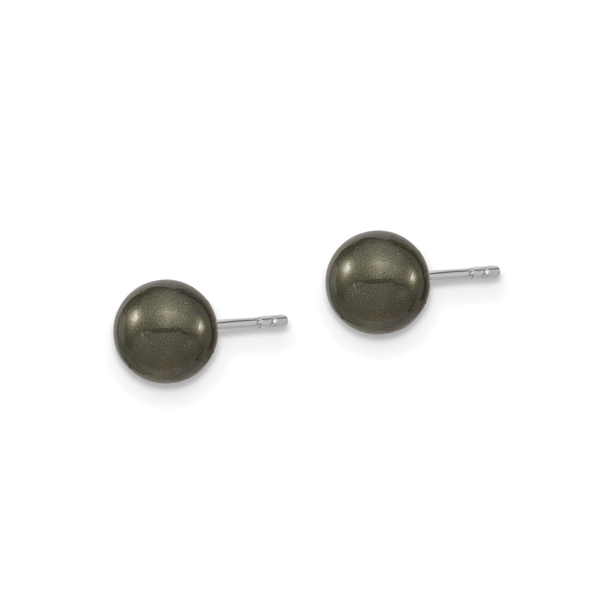 Sterling Silver Stud Earrings with Round Shell Beads, Simple Ball Design for Women