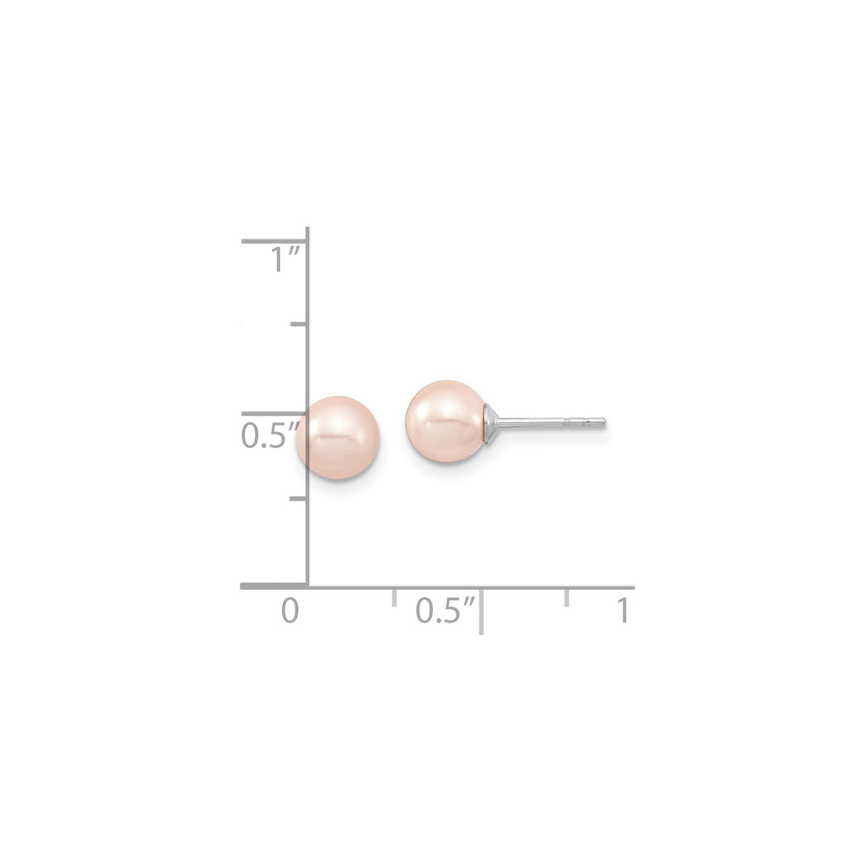 Sterling Silver Stud Earrings with Pink Shell Pearls, Minimalist Round Design for Women