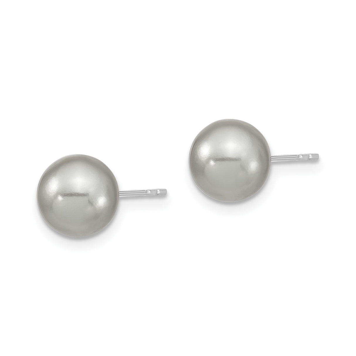 Sterling Silver Pearl Stud Earrings with Smooth Round White Shell Pearls, Classic Style for Women