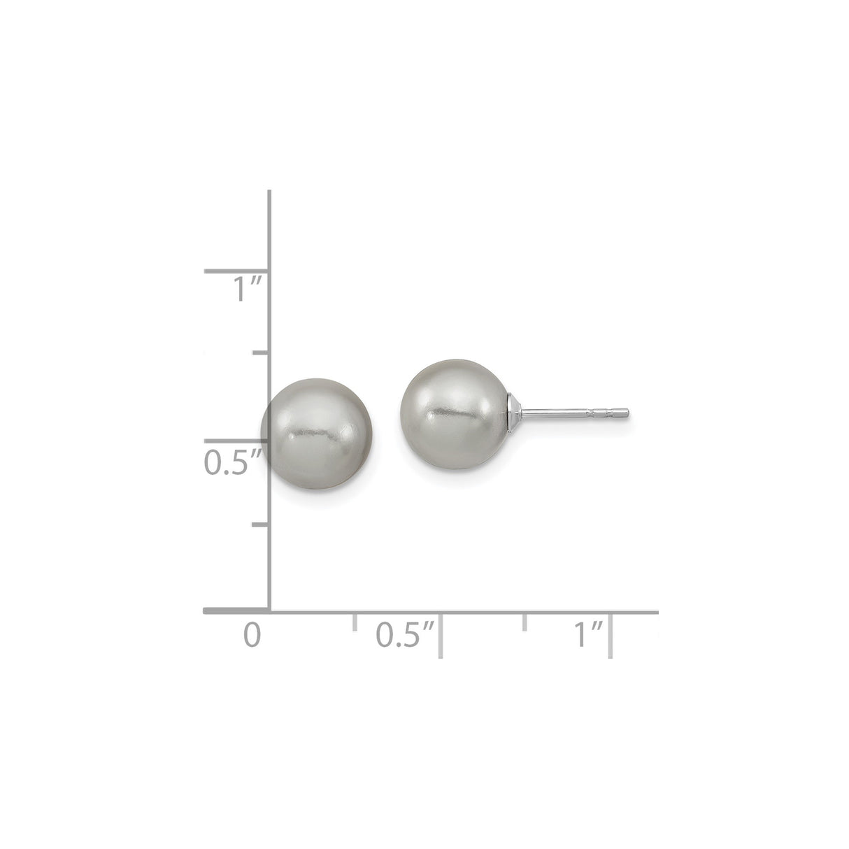 Sterling Silver Pearl Stud Earrings with Smooth Round White Shell Pearls, Classic Style for Women