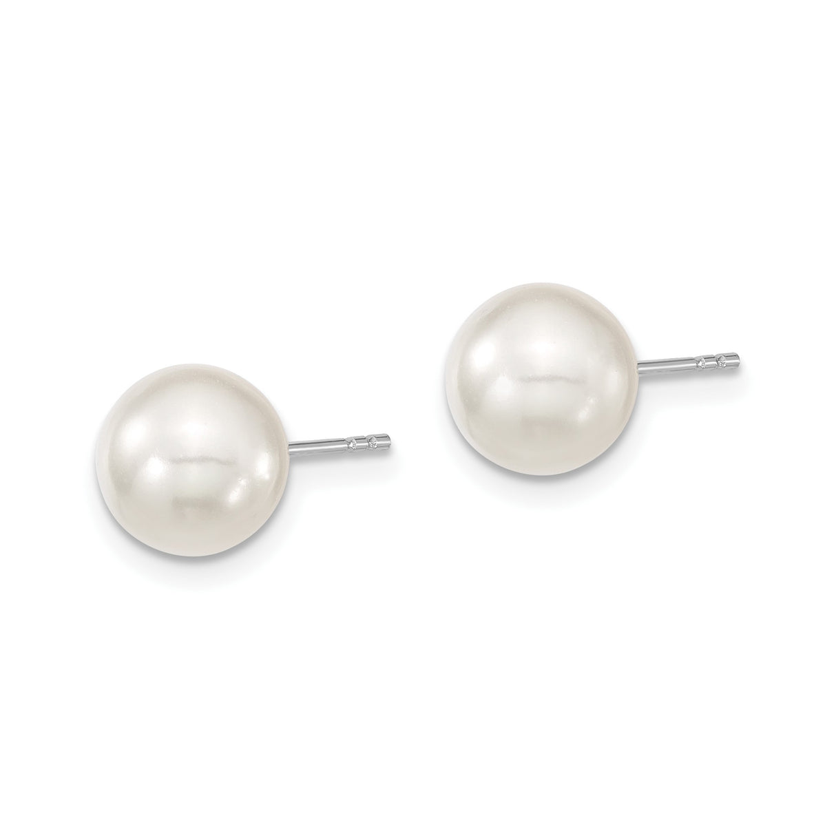 Sterling Silver Stud Earrings with White Shell Pearls, Classic Minimalist Design for Women