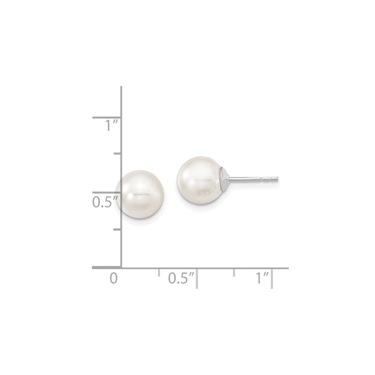 Sterling Silver Stud Earrings with White Shell Pearls, Classic Minimalist Design for Women