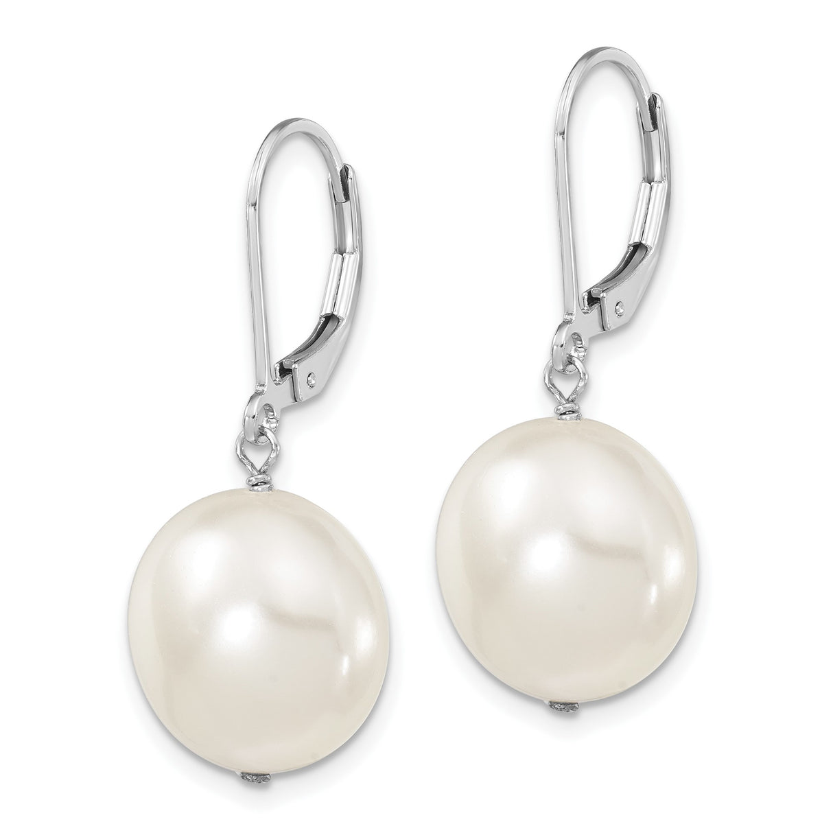 Sterling Silver Drop Earrings with Shell, Leverback Dangle Style for Women