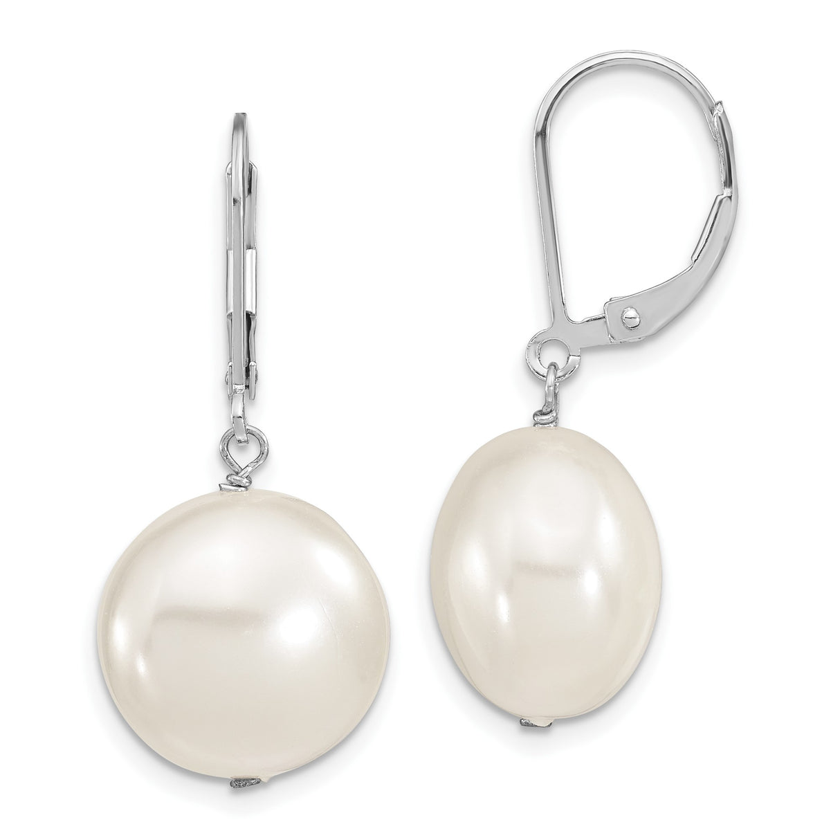 Sterling Silver Drop Earrings with Shell, Leverback Dangle Style for Women