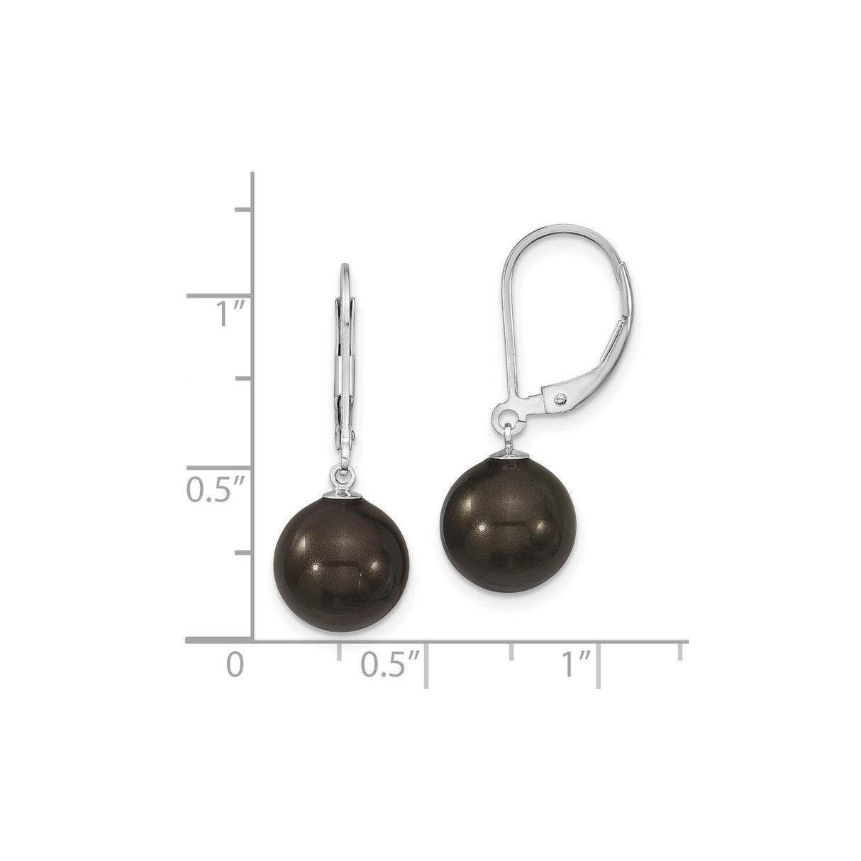 Sterling Silver Drop Earrings with Black Pearl, Minimalist Round Dangles for Women