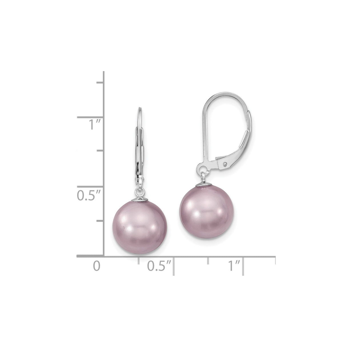 Sterling Silver Leverback Drop Earrings with Lavender Shell Pearls, Feminine Dangle Style