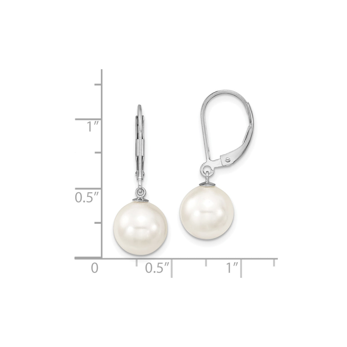 Sterling Silver Drop Earrings with White Shell Pearls and Leverback Closure