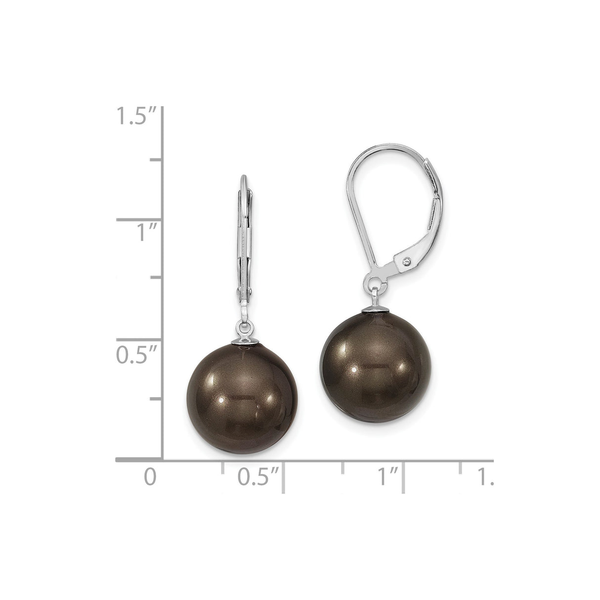Sterling Silver Drop Earrings with Dark Brown Shell Beads, Minimalist Evening Style for Women