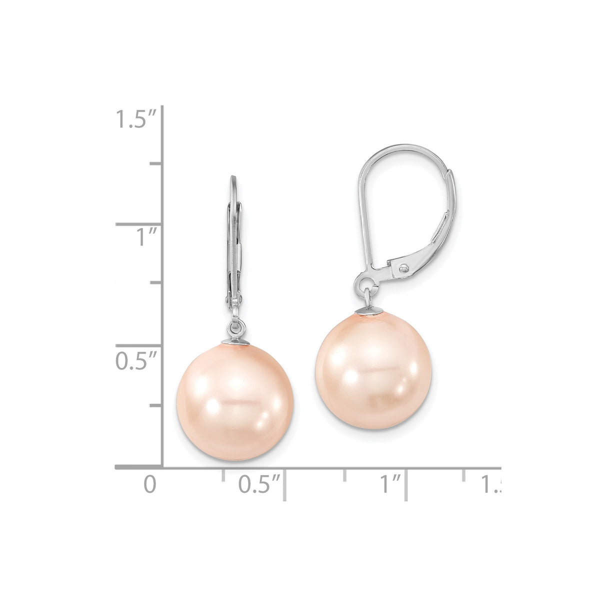 Sterling Silver Leverback Drop Earrings with Soft Pink Shell Pearls, Classic Dangle Design for Women