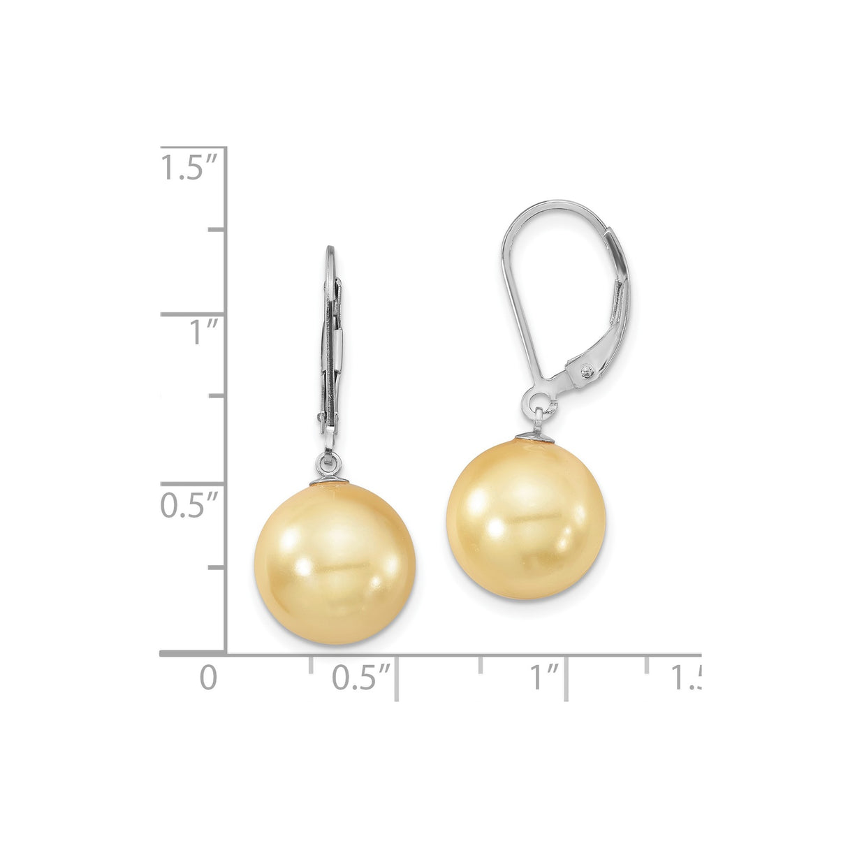 Sterling Silver Dangle Earrings with Golden Shell Pearls, Leverback, Statement Jewelry for Women