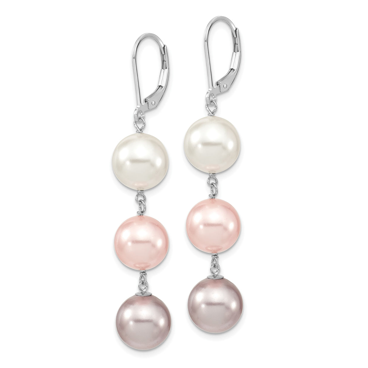 Sterling Silver Dangle Earrings with Freshwater Cultured Pearls in White, Pink, and Lavender