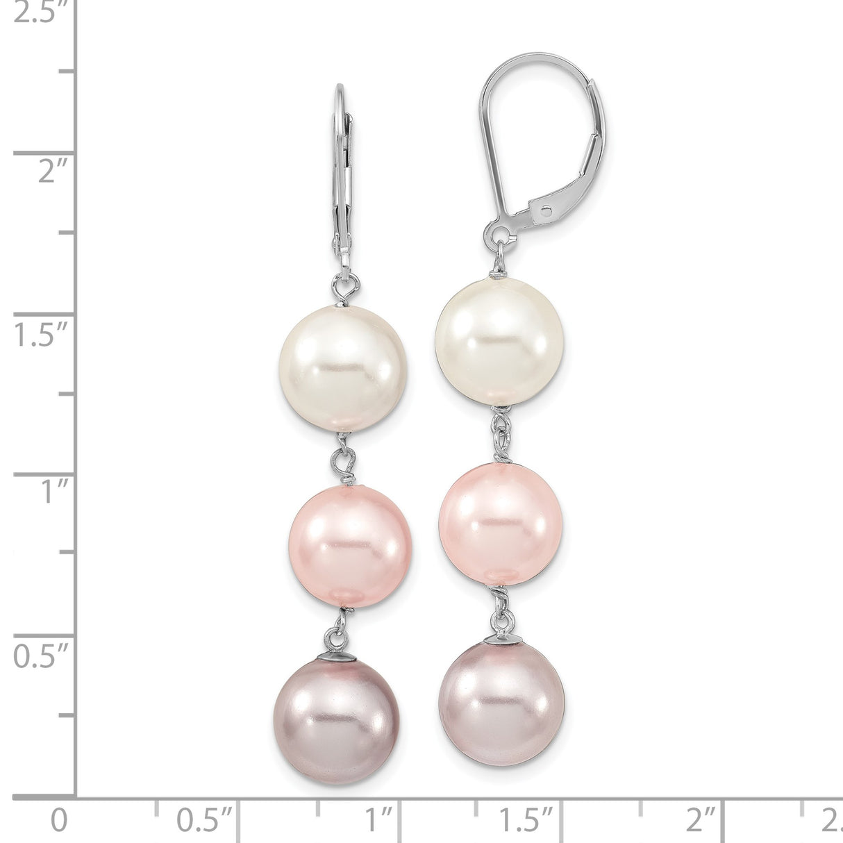 Sterling Silver Dangle Earrings with Freshwater Cultured Pearls in White, Pink, and Lavender