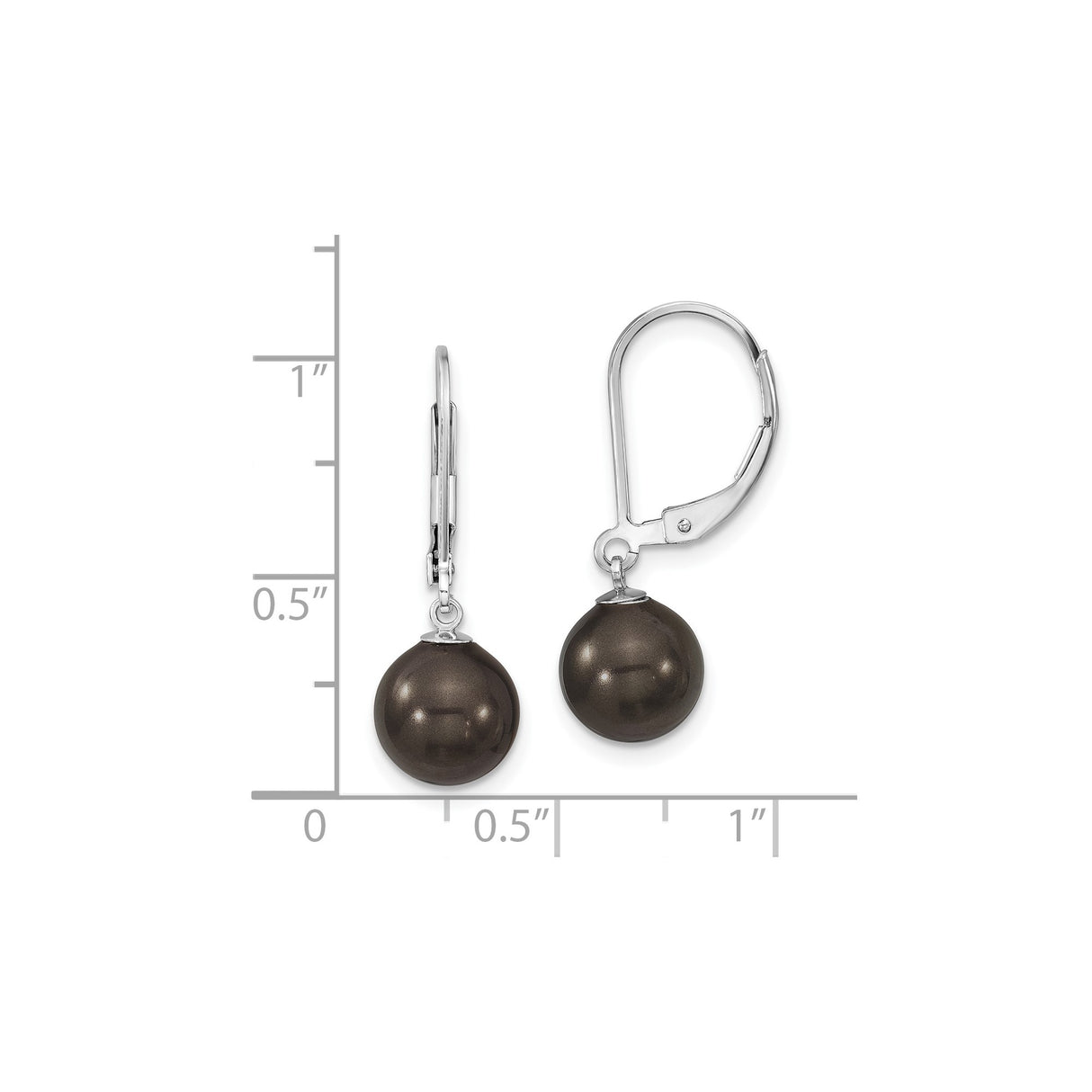 Sterling Silver Leverback Earrings with Black Shell Pearls, Classic Dangle Drop Style for Women