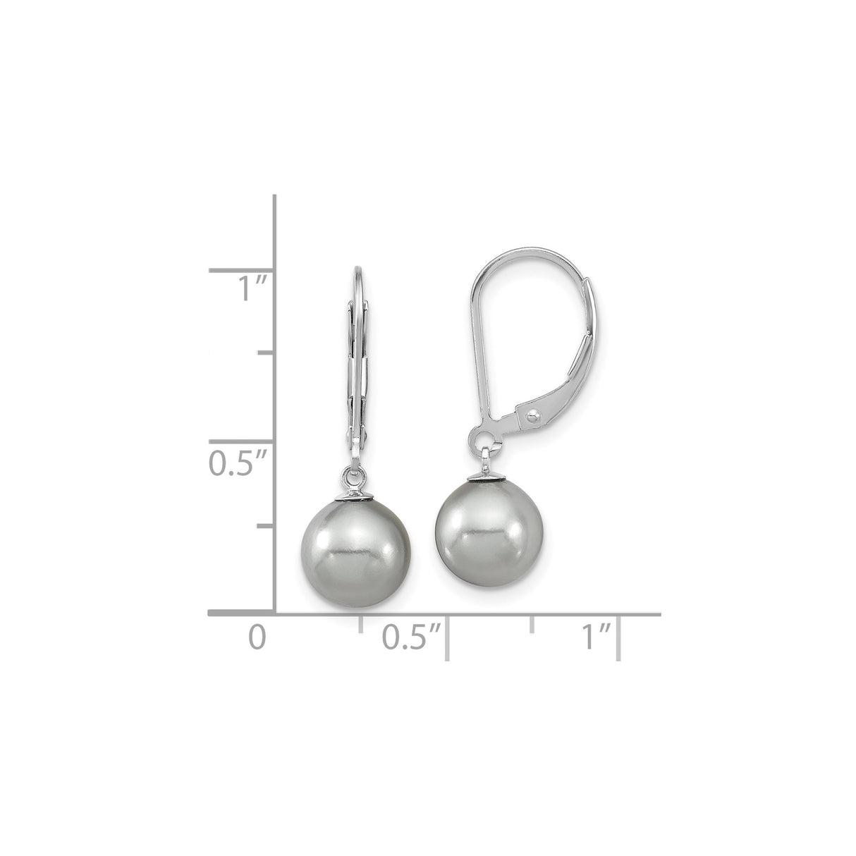 Sterling Silver Drop Earrings with Gray Shell Pearls, Leverback Dangle Style for Women