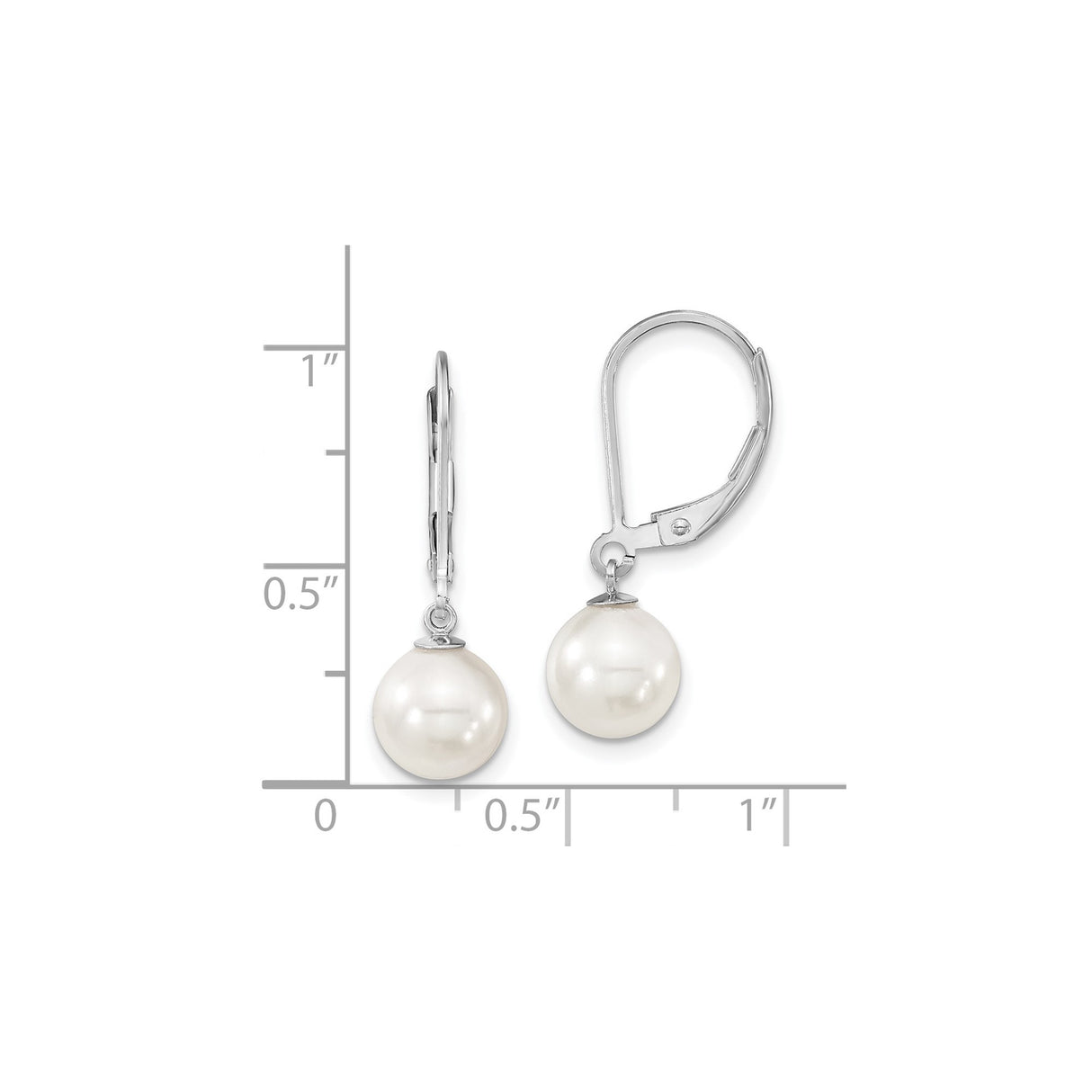 Sterling Silver Drop Earrings with White Shell Pearls, Leverback Closure for Women
