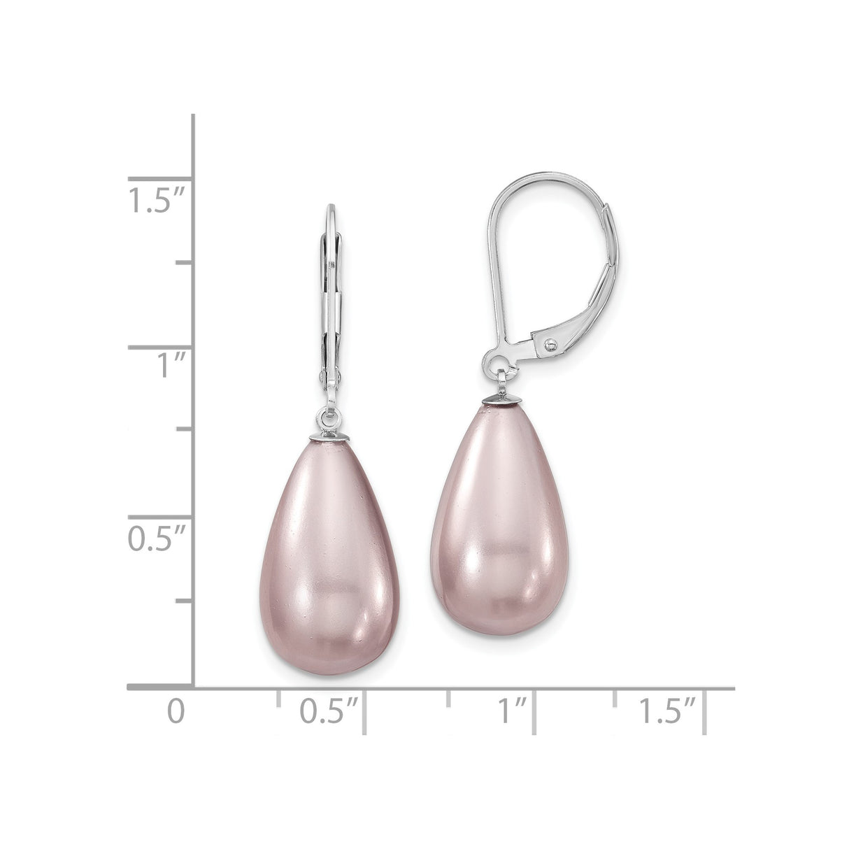 Sterling Silver Teardrop Leverback Earrings with Pink Shell, Dangle Drop Design for Women