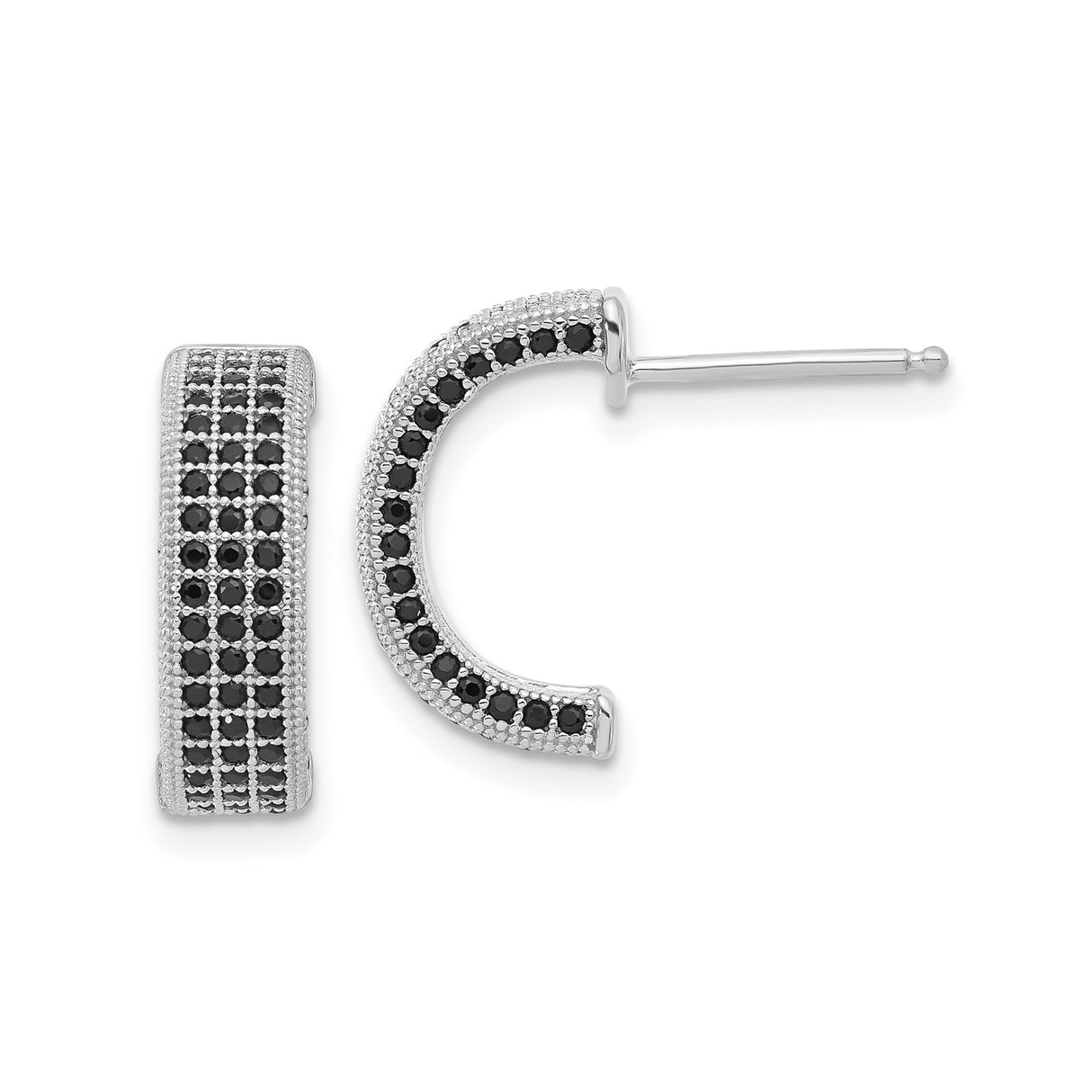 Sterling Silver Hoop Earrings with Cubic Zirconia, Pavé Setting, Modern Bold Style for Women