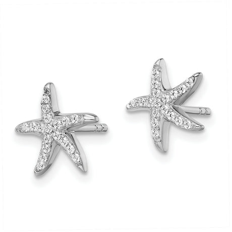 Sterling Silver Starfish Stud Earrings with Cubic Zirconia, Ocean Inspired Jewelry for Women