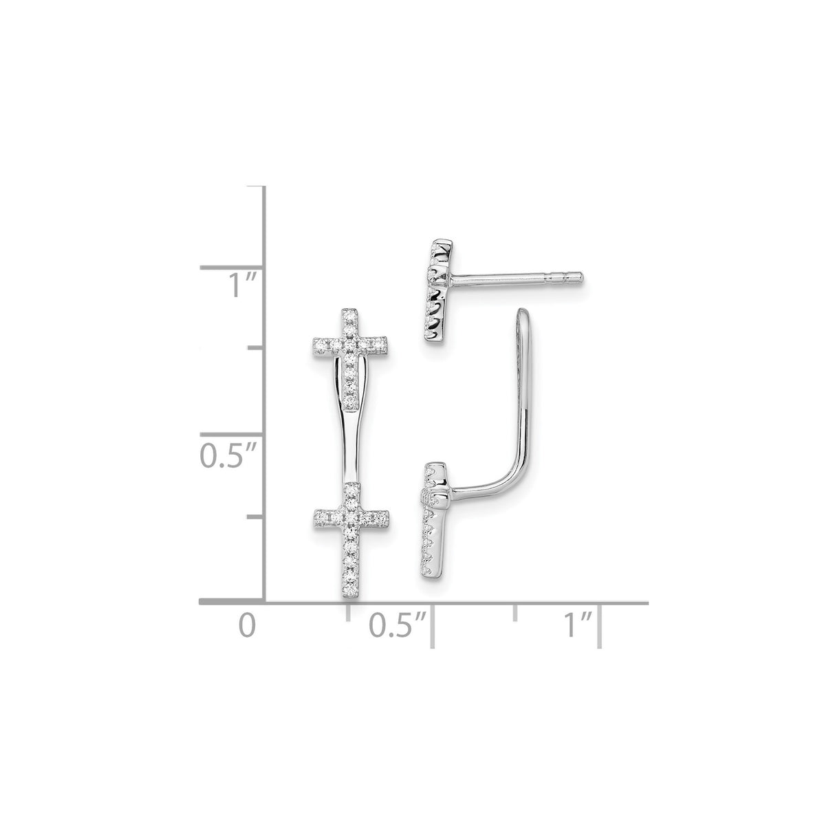Sterling Silver Cross Pendant and Earrings Set with Cubic Zirconia, Minimalist Spiritual Design