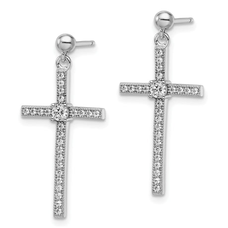 Sterling Silver Cross Pendant and Earrings Set with Cubic Zirconia, Faith-Inspired Jewelry