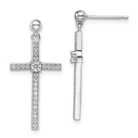 Sterling Silver Cross Pendant and Earrings Set with Cubic Zirconia, Faith-Inspired Jewelry