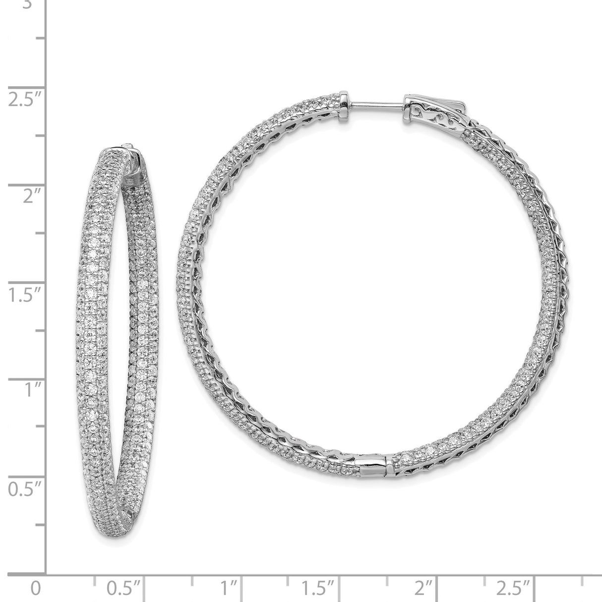 Sterling Silver Hoop Earrings with Cubic Zirconia, Large Pavé Set Statement Style for Women