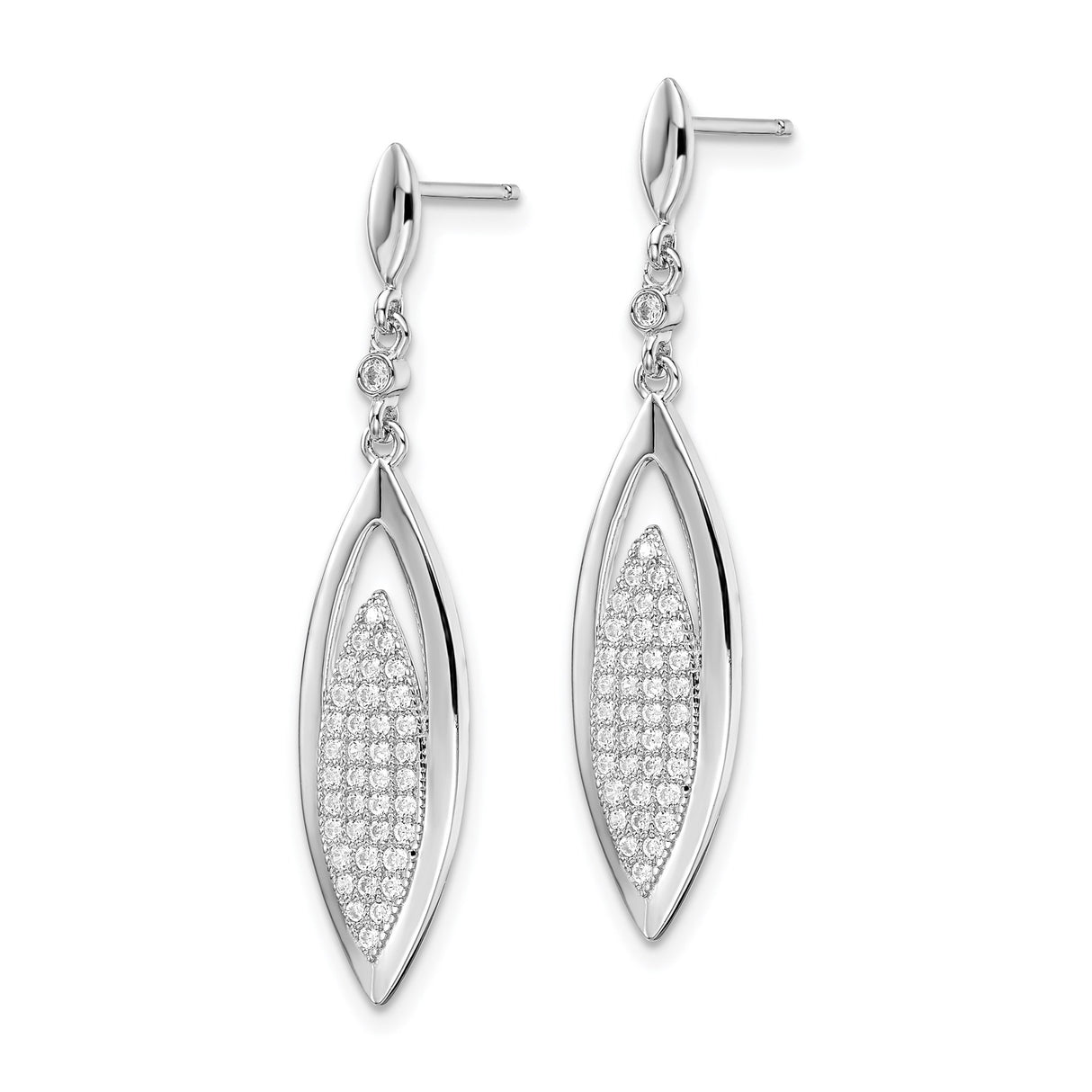 Sterling Silver Drop Earrings with Cubic Zirconia, Ichthys Fish Symbol Design for Women
