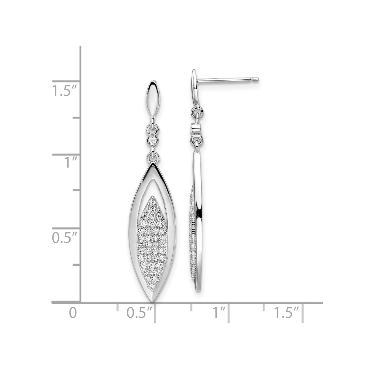 Sterling Silver Drop Earrings with Cubic Zirconia, Ichthys Fish Symbol Design for Women