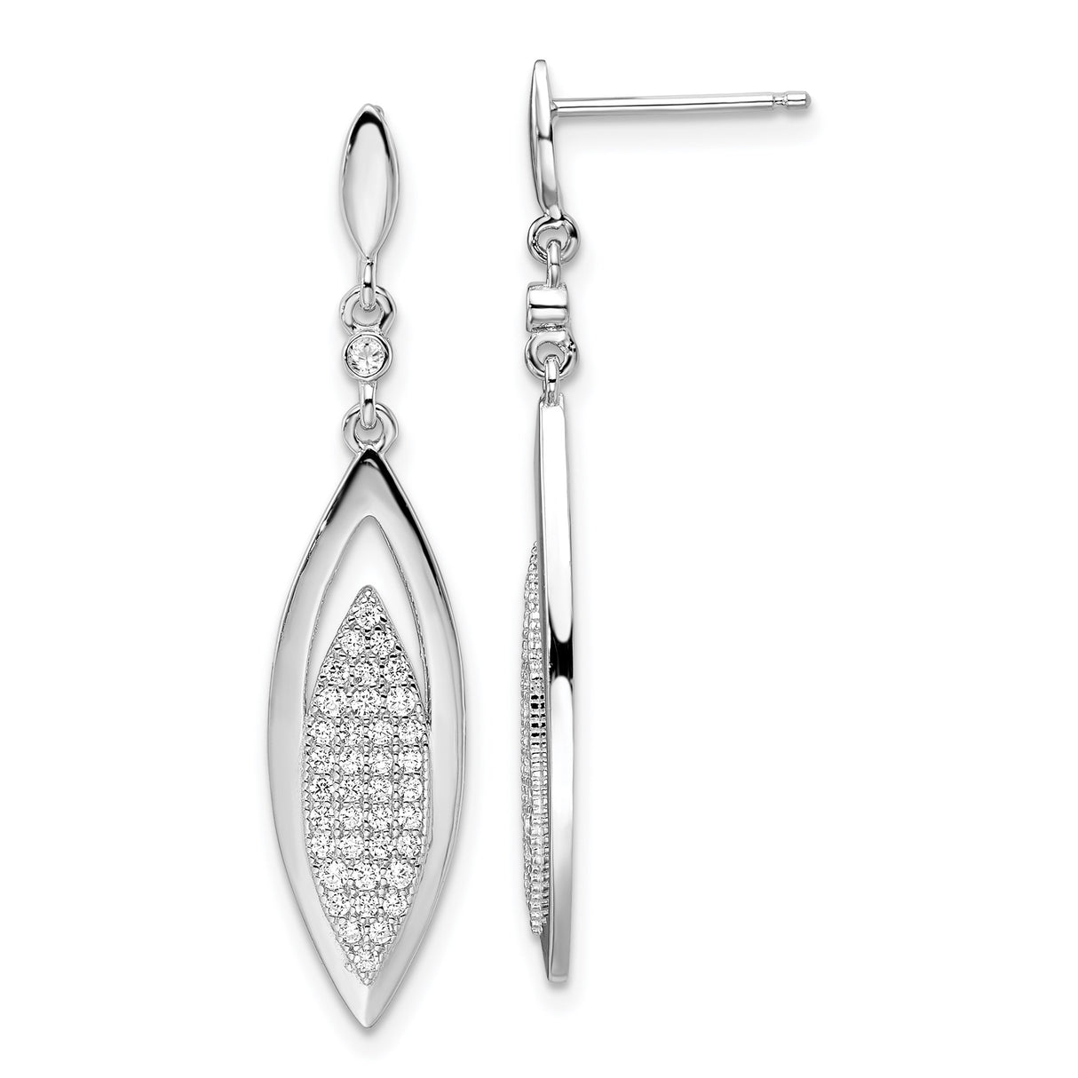 Sterling Silver Drop Earrings with Cubic Zirconia, Ichthys Fish Symbol Design for Women