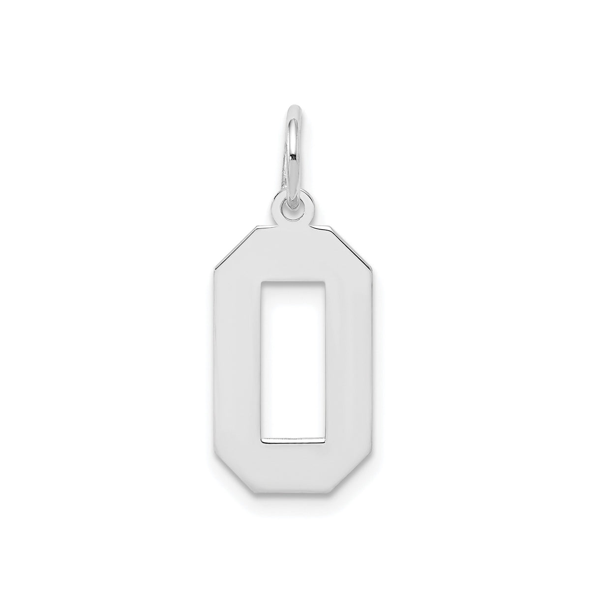 Sterling Silver Pendant, Number 0 Octagonal Cut-Out Charm with Polished Finish