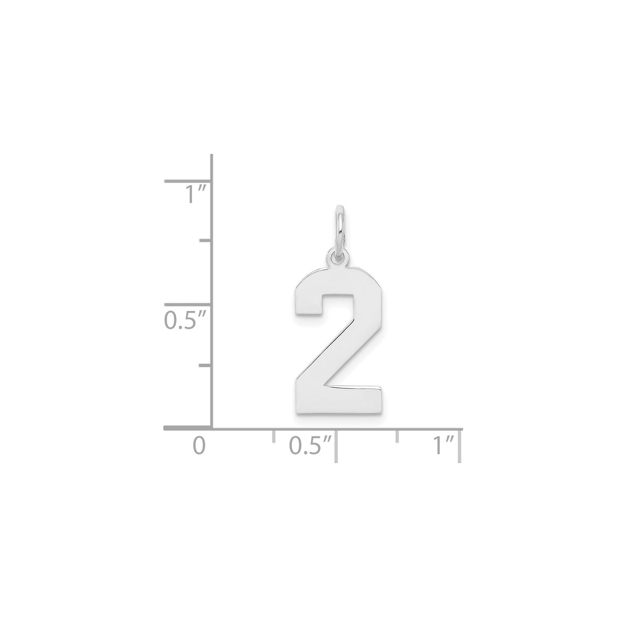 Sterling Silver Number 2 Pendant, Bold Polished Charm, Modern Minimalist Unisex Design